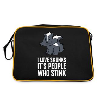 Ich liebe Stinktiere Seine Menschen, die stinken - Retro Tasche - Schwarz/Gold - Hinten