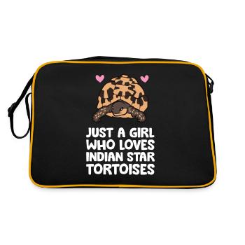 Nur ein Mädchen, das indische Sternschildkröten - Retro Tasche - Schwarz/Gold - Hinten