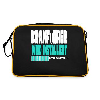 Kranführer wird installiert - Retro Tasche - Schwarz/Gold - Hinten