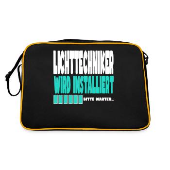 Lichttechniker wird installiert - Retro Tasche - Schwarz/Gold - Hinten