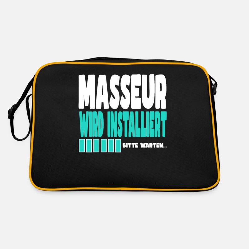 Masseur wird installiert Retro Tasche