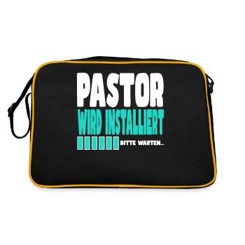 Pastor wird installiert - Retro Tasche - Schwarz/Gold - Hinten