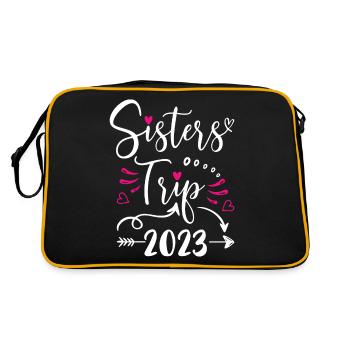 Sisters Trip 2023 Shirt Funny Vacation Travel - Retro Tasche - Schwarz/Gold - Hinten
