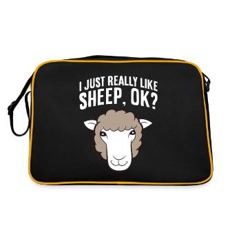 I Just Really Like Sheeps Ok? Lambs Cute Sheep - Retro Bag - black/gold - Back