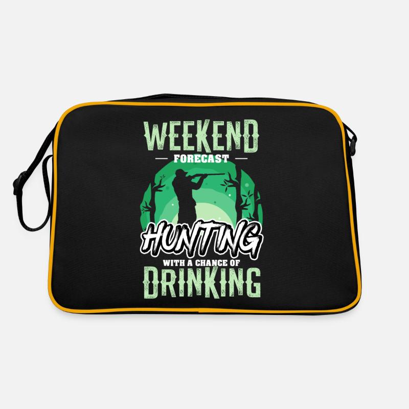 Spruch Weekend forecast Hunting Jagd Jäger Retro Tasche