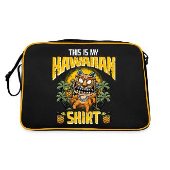 Dies Ist Mein Hawaii-hemd Katze Trägt Tiki-maske - Retro Tasche - Schwarz/Gold - Hinten
