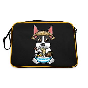 Rat Terrier Food Ramen Nouilles Nourriture japonaise - Sac Retro - noir/or - Dos