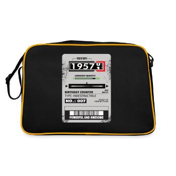 Drehstromzähler Geburtstag 1957 Geschenk - Retro Tasche - Schwarz/Gold - Hinten