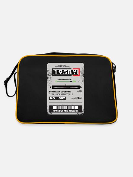 Drehstromzähler Geburtstag 1958 Geschenk - Retro Tasche - Schwarz/Gold - Hinten