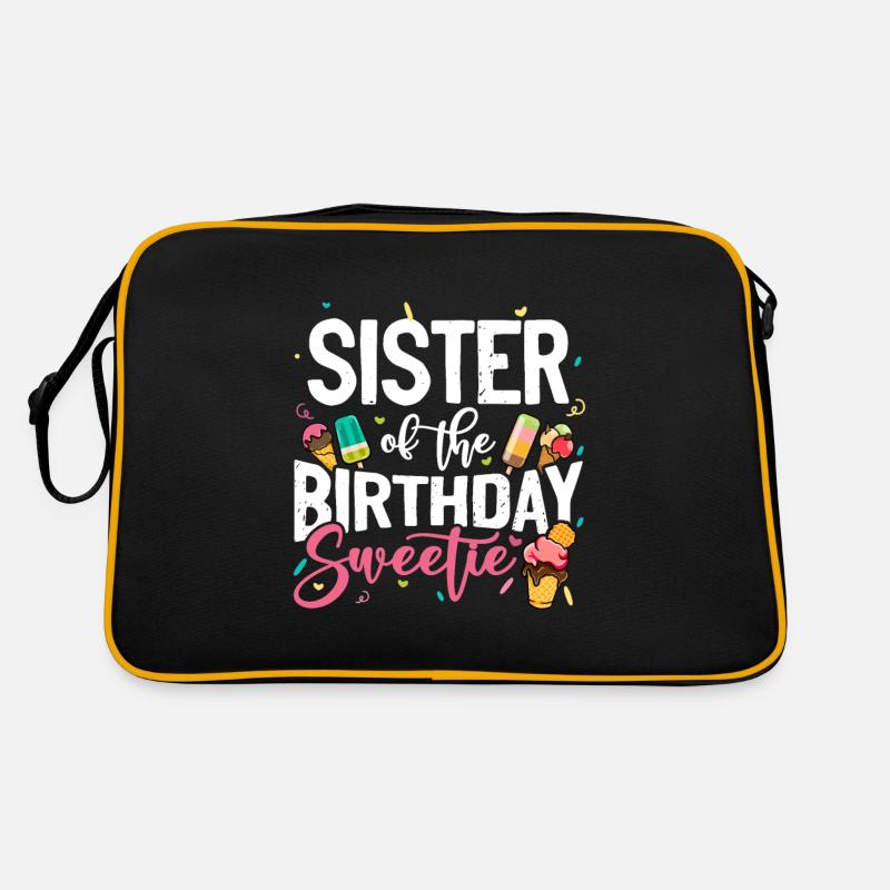 Eiscreme Party Schwester Geburtstag B-Day Eis - Retro Tasche - Schwarz/Gold
