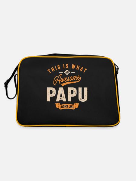 So sieht ein fantastischer Papu aus - Retro Tasche - Schwarz/Gold - Hinten