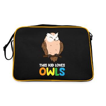 Dieses Kind liebt Eulen Jungen und Mädchen - Retro Tasche - Schwarz/Gold - Hinten