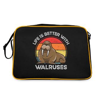 La vie est meilleure avec les morses Tusk Whiskers Marine - Sac Retro - noir/or - Dos