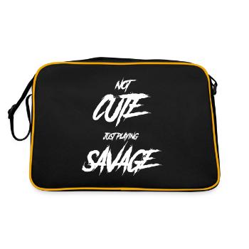Grufti Sagt Lustig, Nicht Niedlich. Spielt - Retro Tasche - Schwarz/Gold - Hinten