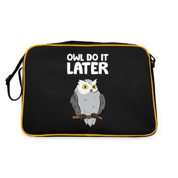 Owl Do It Later Drôle Owl Wordplay Mignon - Sac Retro - noir/or - Dos