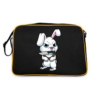 Cute Rabbit With Knife White Rabbit - Retro Bag - black/gold - Back