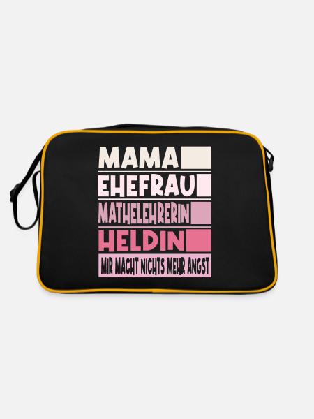 Mathelehrerin Mama Ehefrau Heldin - Retro Tasche - Schwarz/Gold - Hinten
