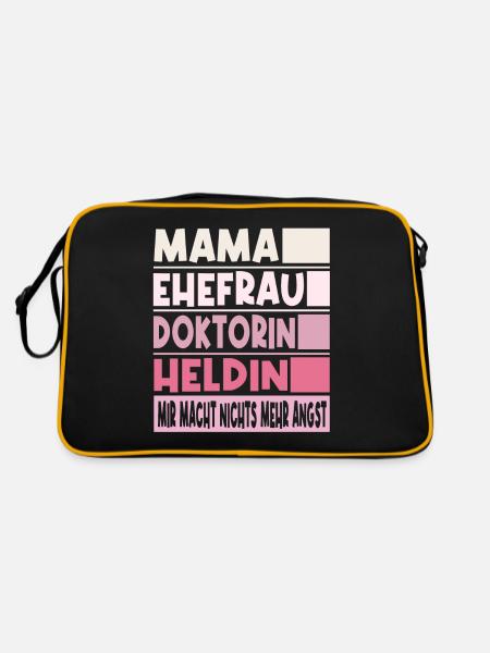 Doktorin Mama Ehefrau Heldin - Retro Tasche - Schwarz/Gold - Hinten