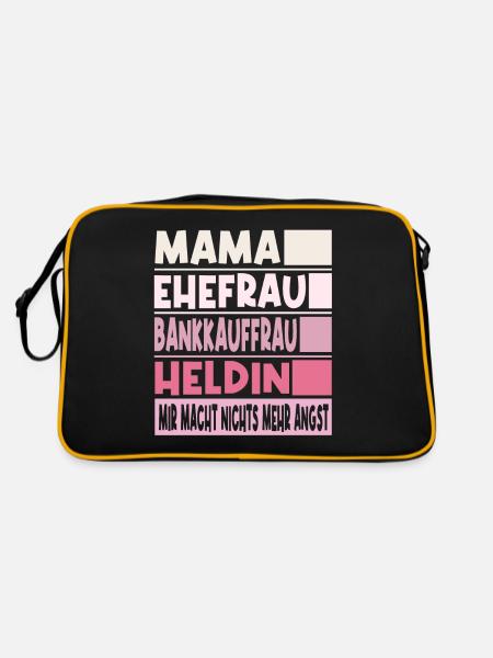 Bankkauffrau Mama Ehefrau Heldin - Retro Tasche - Schwarz/Gold - Hinten