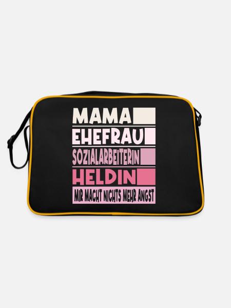 Sozialarbeiterin Mama Ehefrau Heldin - Retro Tasche - Schwarz/Gold - Hinten