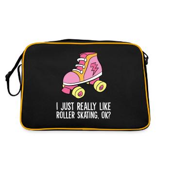 Ich mag einfach Rollschuhlaufen Ok Rollerskating - Retro Tasche - Schwarz/Gold - Hinten