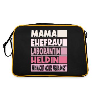 Laborantin Mama Ehefrau Heldin - Retro Tasche - Schwarz/Gold - Hinten