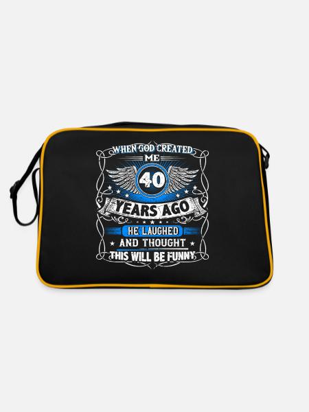 Quand Dieu m’a créé il y a 40 ans, Lustiger 40. - Sac Retro - noir/or - Dos