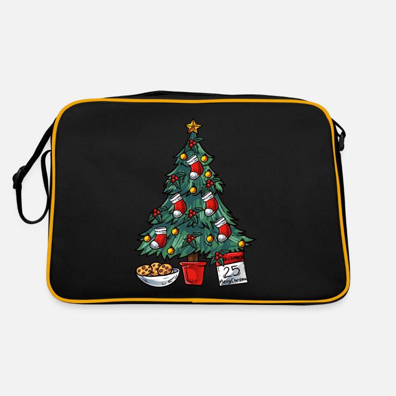 Weihnachtsbaum - Retro Tasche - Schwarz/Gold