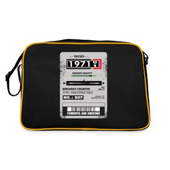 Drehstromzähler Geburtstag 1971 Geschenk - Retro Tasche - Schwarz/Gold - Hinten