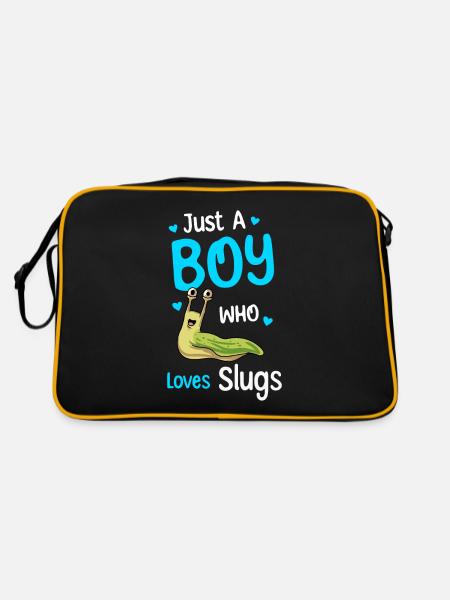 Nur Ein Junge, Der Schnecken Liebt - Retro Tasche - Schwarz/Gold - Hinten