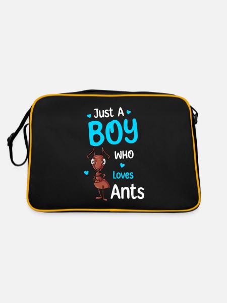 Nur Ein Junge, Der Ameisen Liebt - Retro Tasche - Schwarz/Gold - Hinten