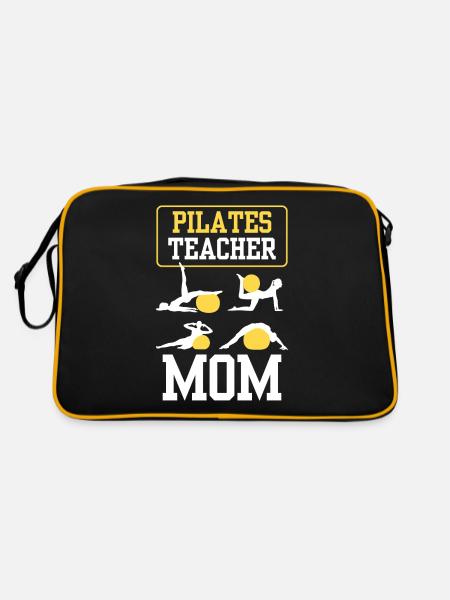 Pilates Lehrerin Mama Pilateslehrerin Mami Mutter - Retro Tasche - Schwarz/Gold - Hinten