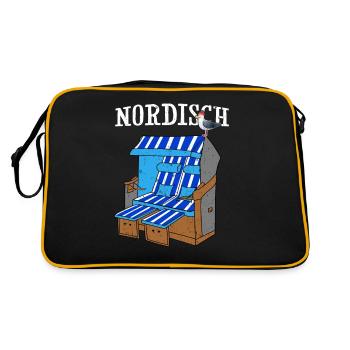 Moin Beach Chair Vacances Aurores boréales Nordique Mer Baltique - Sac Retro - noir/or - Dos