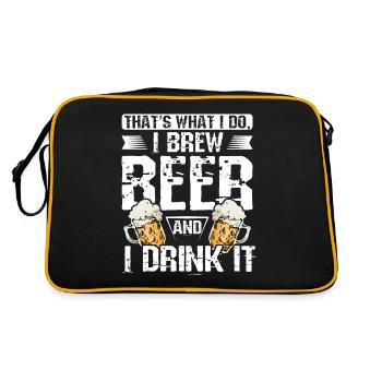 That's what I do I brew beer and I drink it - Retro Tasche - Schwarz/Gold - Hinten