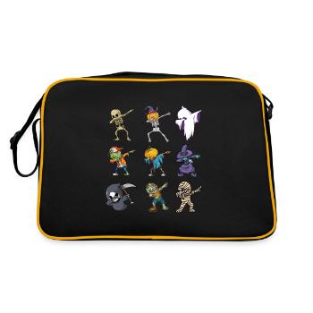Halloween Costume Party Pumpkin Dabbing Ghosts - Retro Bag - black/gold - Back