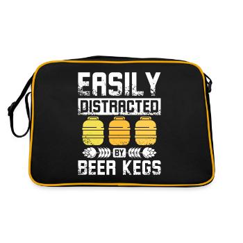 Easily distracted by beer kegs - Retro Tasche - Schwarz/Gold - Hinten