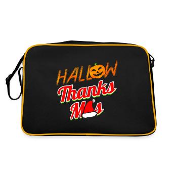 Hallow Thanks Mas Pumpkin Christmas Halloween - Retro Tasche - Schwarz/Gold - Hinten