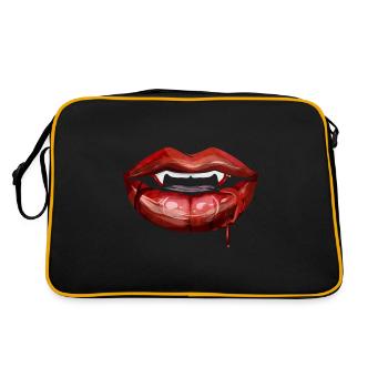 Lèvres rouges avec des crocs et du sang pour Halloween - Sac Retro - noir/or - Dos