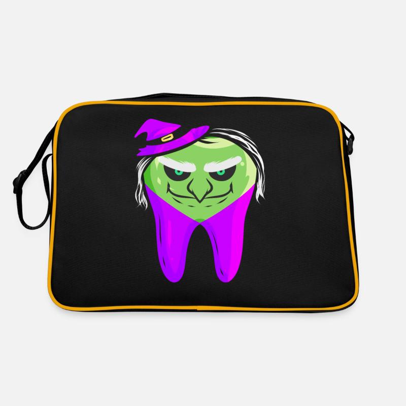 Evil Green Witch Tooth For Dentist On Halloween Retro Tasche