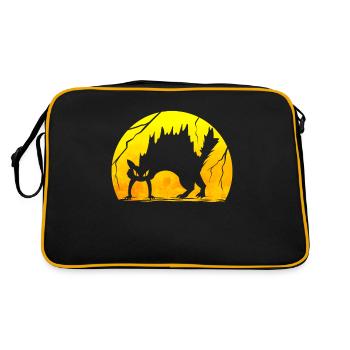 Un chat noir effrayant et effrayé fait une bosse à Halloween - Sac Retro - noir/or - Dos