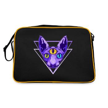Vintage Vaporwave Purple Sphinx Chat Avec Troisième - Sac Retro - noir/or - Dos