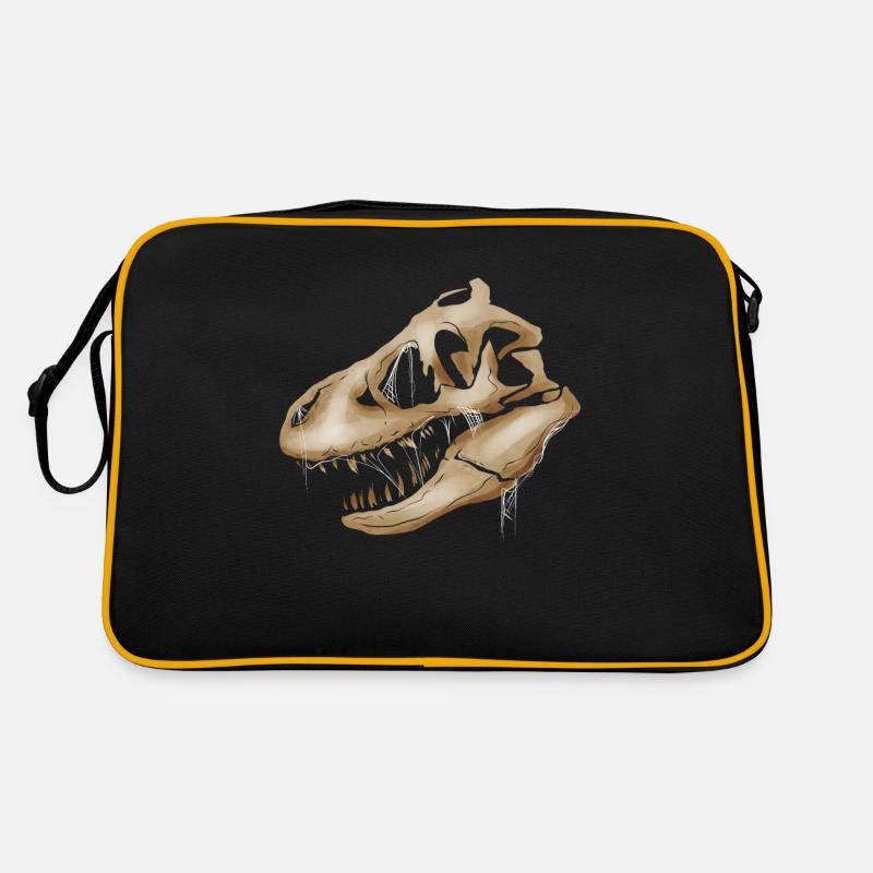 T-Rex Tyrannosaurus Rex Skull With Spider Web On Retro Tasche