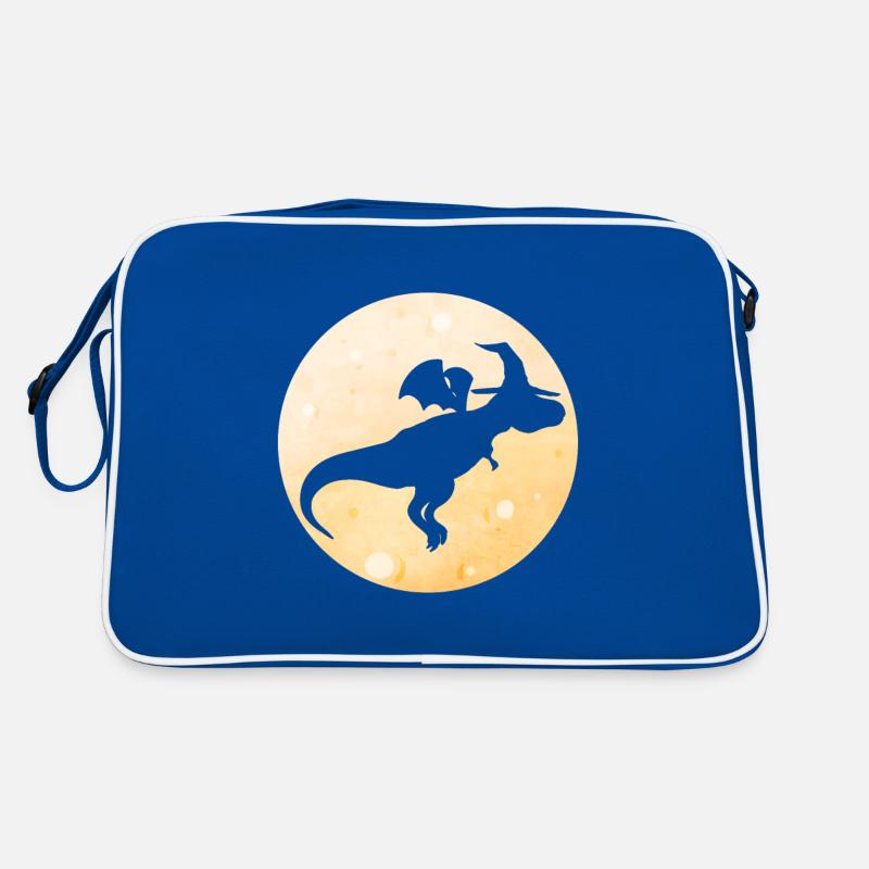 A Magic Dragon With Hat Flying By The Moon On Retro Tasche