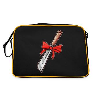 Knife With Bow As Present For Christmas Halloween - Retro Tasche - Schwarz/Gold - Hinten