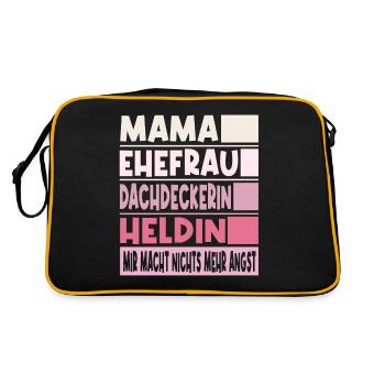 Dachdeckerin Mama Ehefrau Heldin - Retro Tasche - Schwarz/Gold - Hinten