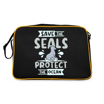 Save te seals protect the ocean - Retro Bag - black/gold - Back