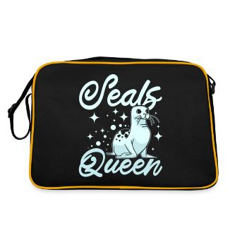 Women Girl Seals queen - Retro Tasche - Schwarz/Gold - Hinten