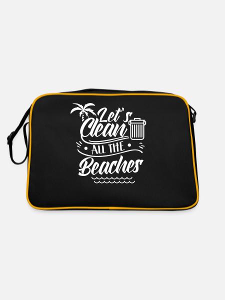 Lasst Uns Alle Strände Säubern Beach Clean Up - Retro Tasche - Schwarz/Gold - Hinten