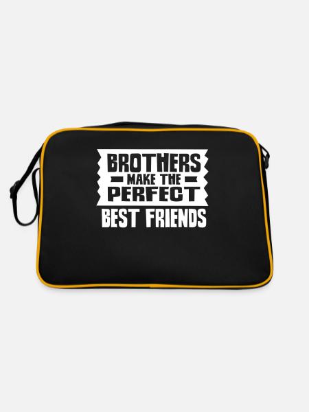 Brüder Sind Die Perfekten Besten Freunde Freund - Retro Tasche - Schwarz/Gold - Hinten