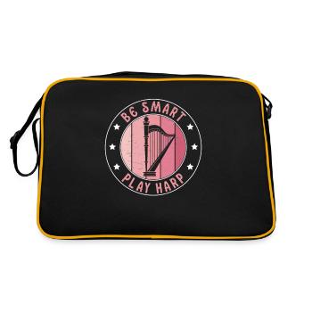Be Smart Play Harp Funny Harpist Harp Player - Retro Bag - black/gold - Back